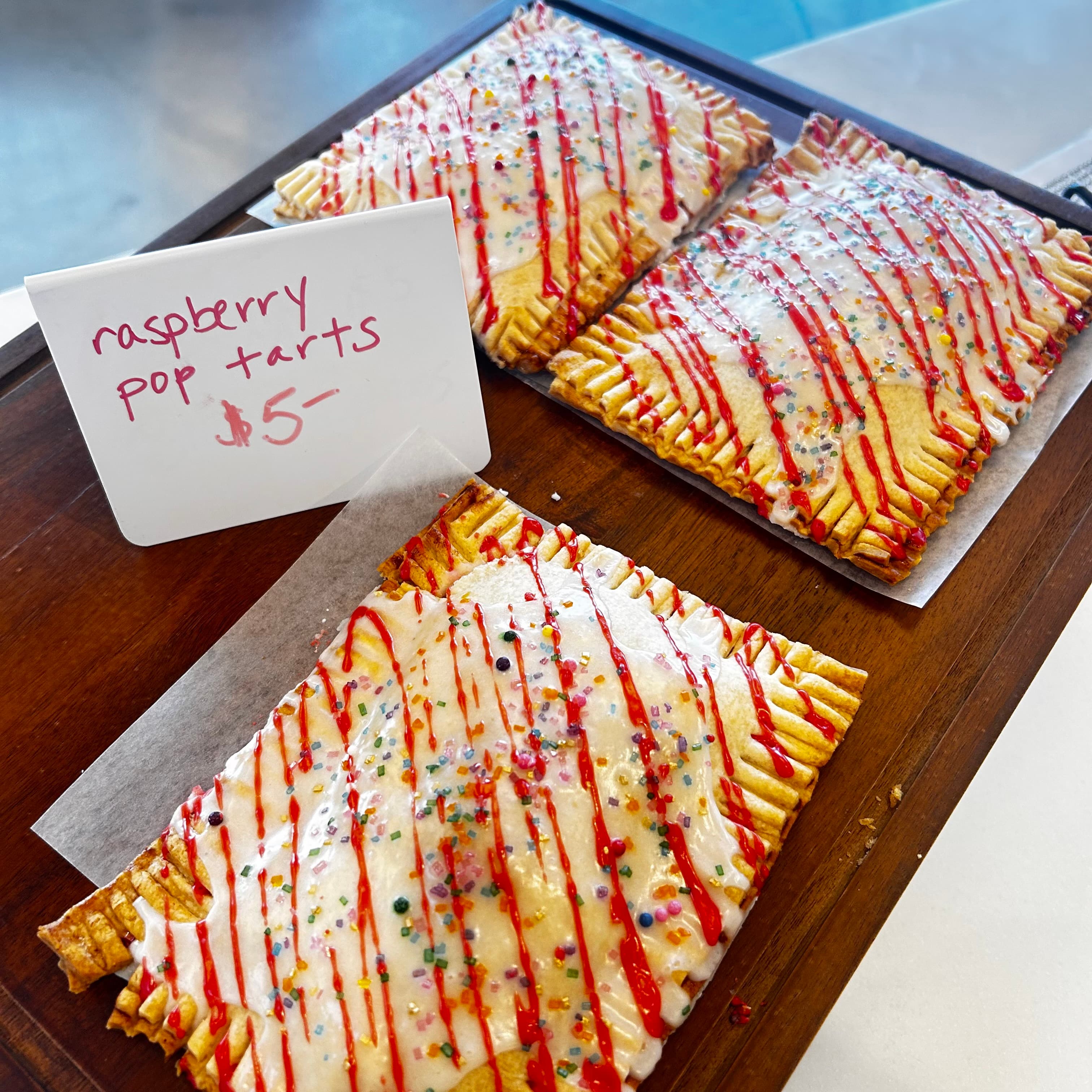 House-made raspberry pop tarts at The Magic Food Bus, Louisville CO