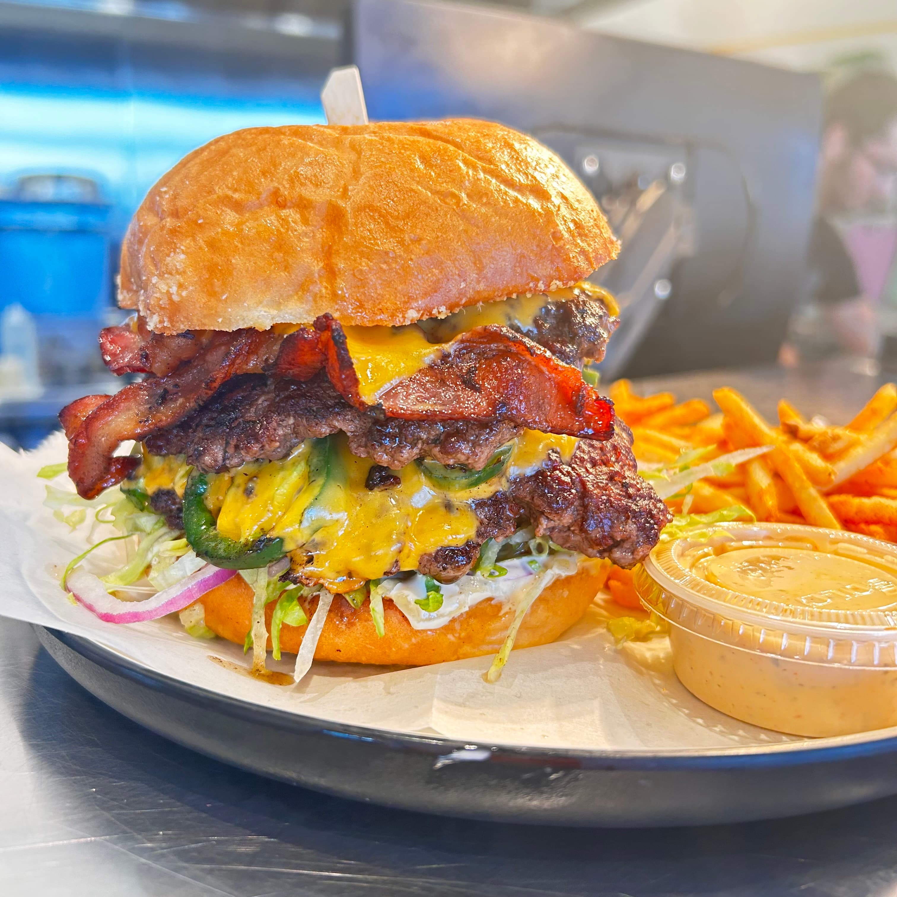 Colorado angus beef smashburger from The Magic Food Bus, Louisville CO